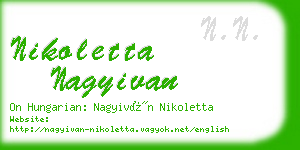 nikoletta nagyivan business card